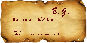 Beringer Gábor névjegykártya