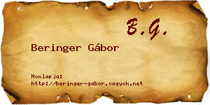 Beringer Gábor névjegykártya